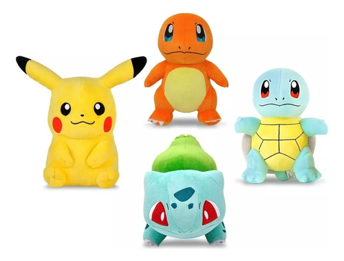 Kit Pokemon Pikachu Charmander Squirtle Boulbasour   Peluche