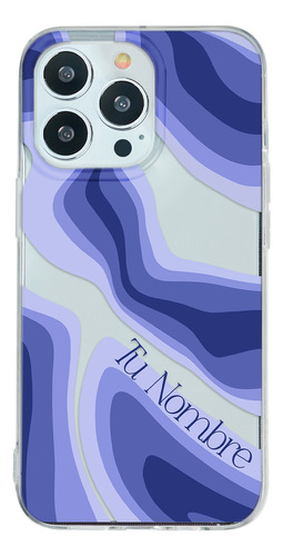 Funda Para iPhone Para Mujer Curvas Azules Con Tu Nombre