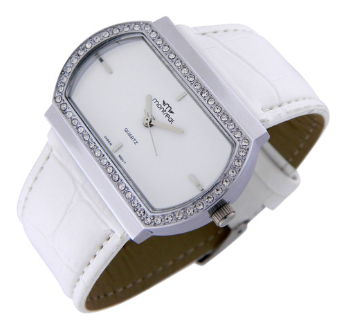 Reloj Montreal Mujer Ml1184 Strass Malla Ecocuero Crocco