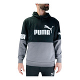 Buzo Con Capucha Puma Power Colorblock Hombre Negro