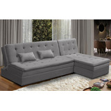 Sofá Cama King 5 Lugares 2,70m Alice Suede Cor Cinza