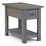 Mesa Auxiliar Con Cajón Y Estante De Madera Color Gris.