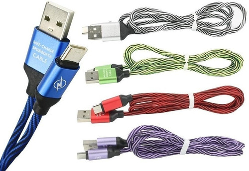 Paquete Con 100 Cables Micro Usb Tipo C Carga Rapida Colores