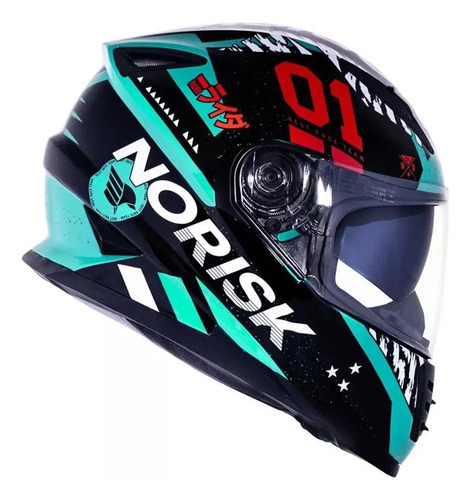 Capacete Fechado Norisk Ff302 Grand Prix Tokyo  Verde