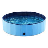 Piscina Dobrável Animais De Estimação Pvc Azul Portátil Pet