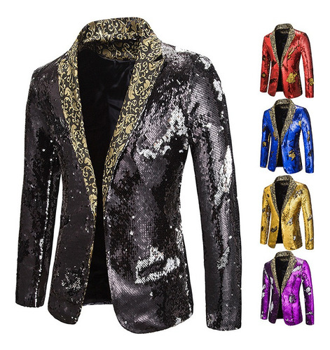 Blazer De Lentejuelas Brillantes Dj Party For Hombre