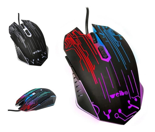 Mouse Gamer Rgb 6d Laser Weibo 3200 Dpi Pc Usb Electric