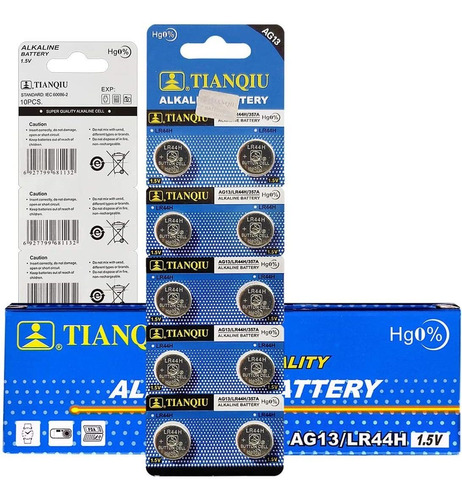 10 Pilas Alcalina Baterías De Botón Ag13 Lr44 De 1.5v 