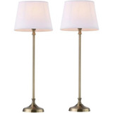 Set X 2 Lamparas De Mesa Veladores Bronce Vintage Premium