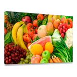 Quadro Mosaico 90x60cm Tela Frutas E Legumes Decoração Cor Imagem Cor Da Armação Preto