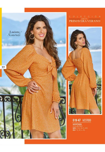 Vestido Cklass 019-47 Mostaza Outlet/saldos Mchn