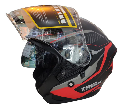 Casco Abierto Punto Extremo Urban 878 Doble Visor Rojo Mate 