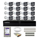 Kit Cftv 16 Câmeras Segurança Full Hd Dvr 16 Canais Com Hd