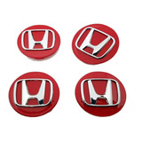 Centros De Llanta Honda Civic Si Exs Lx Rojo H Crom 69mm  X4