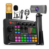 Kit Mesa De Som Mixer + Microfone+ Webcam Tripé Profissional