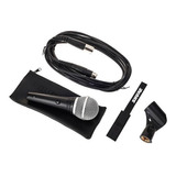 Microfone Dinâmico Móvel Shure Pga48-qtr Com Cabo E Pipeta