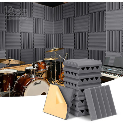 12 Paneles Acústicos Espuma Acústica De 5cm Colores Varios, Gris Auslet Wedges 25x25x5cm Aislante Acústico Profesional Para Mejora De La Calidad Del Sonido | MercadoLibre