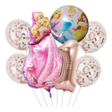 Set Globos Metalizados Princesa Aurora Figura Cumpleaños 