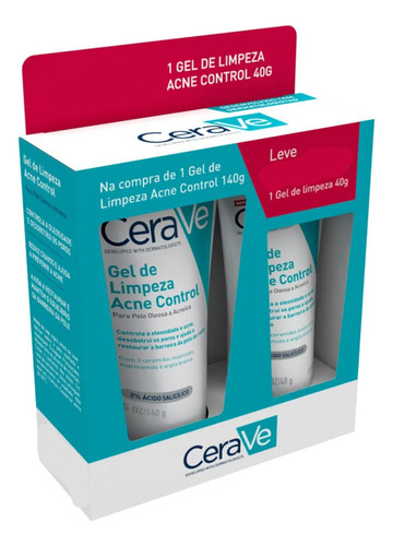 Cerave Gel Limpeza Acne Control140g + Gel Limp. 40g