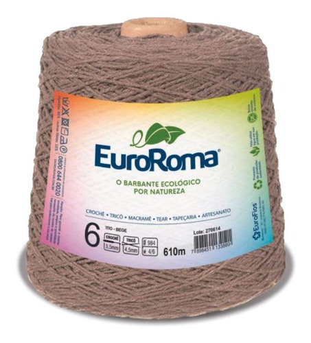 Ovillo Hilo Algodon Eco Euroroma 600grs Crochet Macrame 3mm