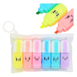 Kit 6 Marca Texto Caneta Fluorescente Pastel Papelaria Fofa