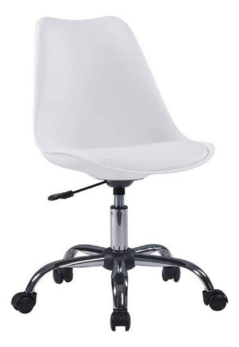 Silla Eames De Oficina Acolchonada Altura Ajustable Color Blanco Material Del Tapizado Cuero Sintético