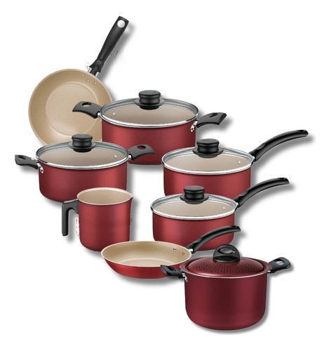 Kit Cozinha 7 Peças Vermelho Tramontina Turim + Espagueteira