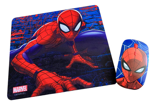 Kit Mouse Inalámbrico Y Mouse Pad Spiderman 2