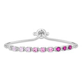 Pulseira Life Ocean Prata Cravejado Rosa E Incolor