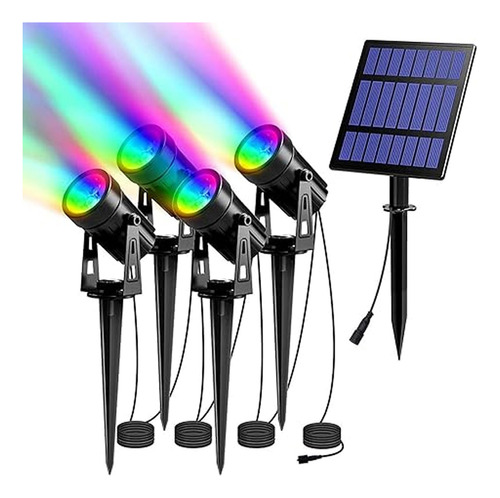 Iluminacion Luz Solar Led Kit 4 Estacas Con Panel Solar