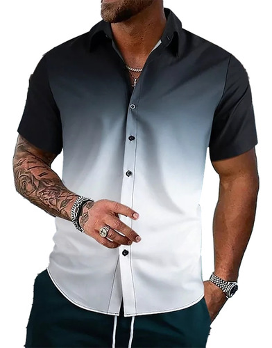 Camisa Manga Corta Casual Moda Para Hombre Slim Fit Nuevo