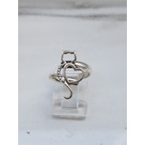 Anillo Gato De Corazón Plata  Ley .925 Ajustable Modelo 3