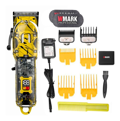 Maquina De Corte Wmark 411 Amarelo Com Capa Barbeiro Salao