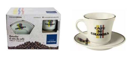 Pocillo Mugs Taza Para Tinto Con Plato Cafe Colombia  Packx6