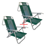 Reposera Sillon 5 Posiciones Aluminio Silla Baja Playa X 2 U Color Verde