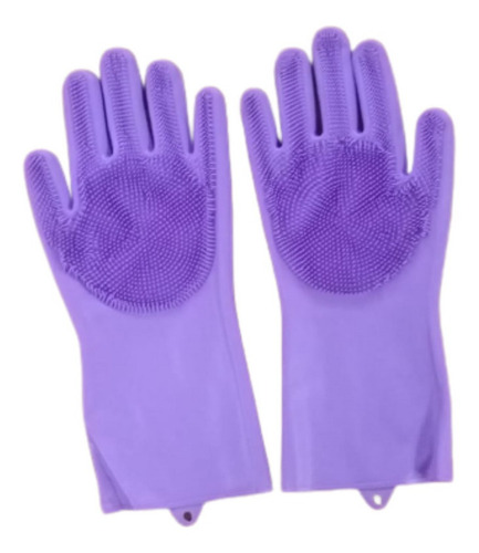 Guantes De Limpieza Silicona X2 Para Lavar Platos Violeta