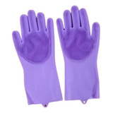 Guantes De Limpieza Silicona X2 Para Lavar Platos Violeta