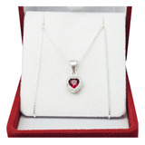 Conjunto Plata 925 Modelo Corazón Cubic Aros Cadena Dije Pd