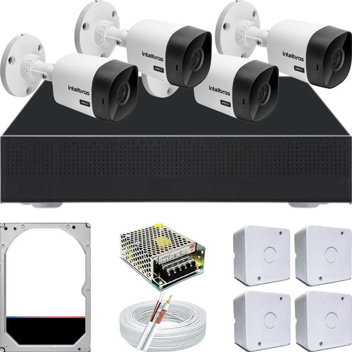 Kit 4 Cameras De Segurança Intelbras Infra 1mp Dvr 8 Canais
