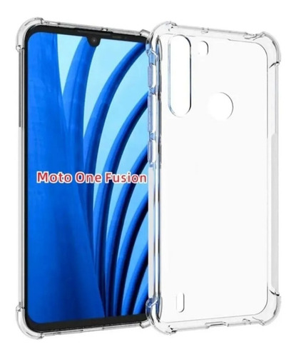 Funda Transparente Motorola Moto One Fusion + Glass Full 9d