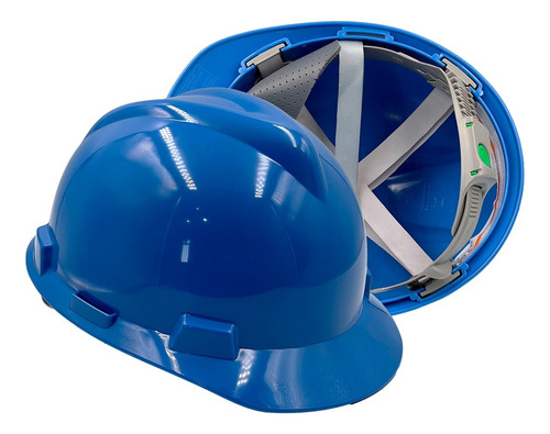 Capacete Msa V-gard Carneira Push Key C/jugular Obra Altura Cor Azul