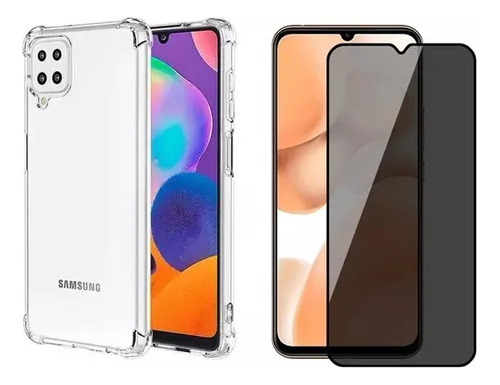 Capa Case Para Galaxy A12 + Pelicula Fosca Privacidade