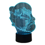 Pesca Peces 3d Led Lámpara 7 Cambio De Color Usb Carga Tá.