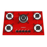 Fogão Cooktop Gás Chamalux Luana 5 Bocas Tripla Chama Vermelho 110v/220v