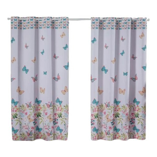 Cortina Infantil Borboleta Para Quarto 3.00x2,20 Estampada