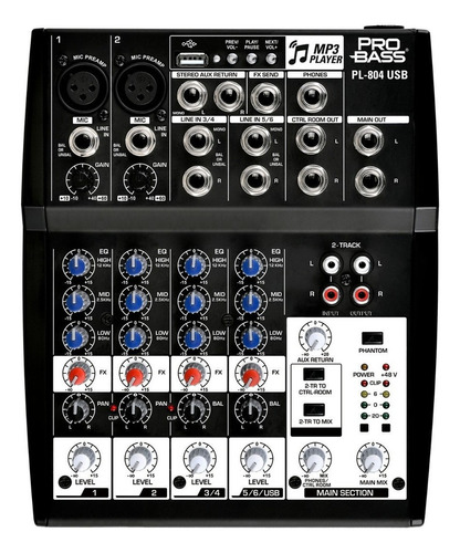 Consola Mezcladora Probass Pl 804 Usb La Plata