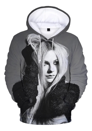 Sudadera Neutra Con Capucha Y Estampado 3d De Avril Lavigne