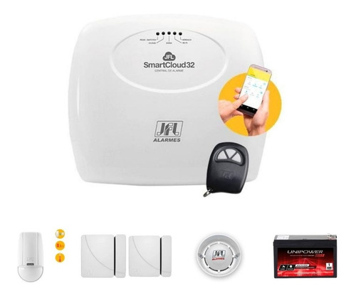 Kit Alarme Casa Sem Fio Wifi Jfl Smartcloud32 Completo App 