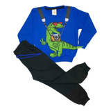 Conjunto De Moletom Infantil Menino Dino Inverno 1 Ao 8 Anos