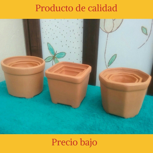 Materas De Barro Para Suculentas Y Cactus. 12 Juegos X 3und